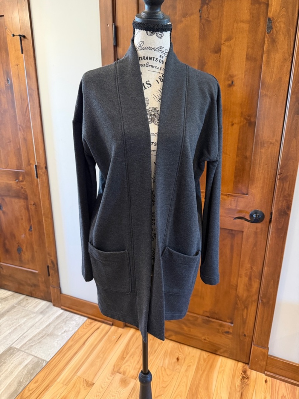 Free Fly Women’s Open Front Long Cardigan Sweater Bamboo - Charcoal Gray Sz M